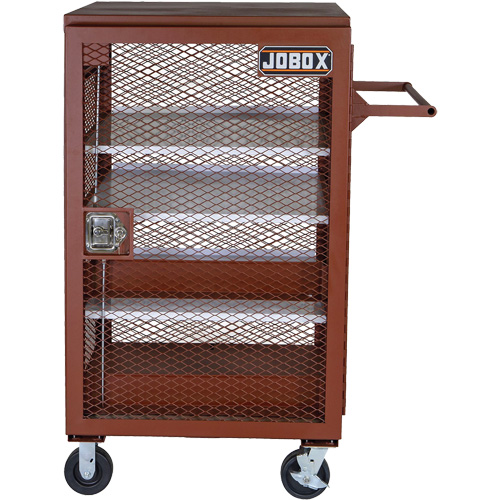 Mobile Mesh Cabinet, Steel, 22 Cubic Feet, Red Duraquip Inc