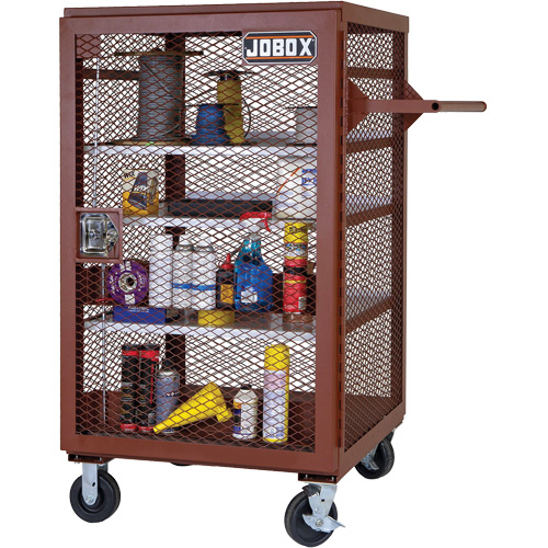 Mobile Mesh Cabinet, Steel, 22 Cubic Feet, Red Duraquip Inc