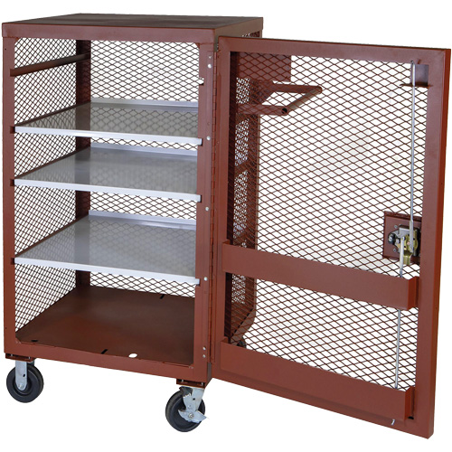 Mobile Mesh Cabinet, Steel, 22 Cubic Feet, Red Duraquip Inc