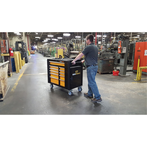 Chariot &agrave; outils &eacute;lectrique, 11 tiroirs, 42-1/2" la x 24-7/16" p x 41" h, Noir/Orange Duraquip Inc