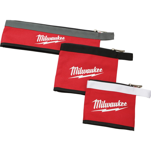 Multi-Size Zipper Pouches - Set of 3, Canvas, 3 Pockets, Black/Red Duraquip Inc