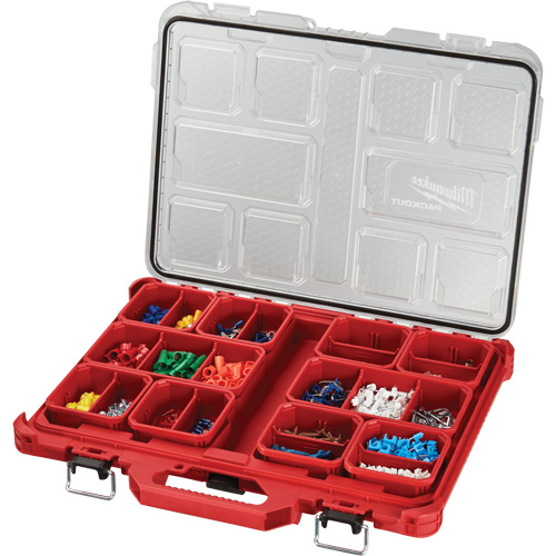 Packout Low-Profile Organizer, 19-3/4" x 16-2/5" x 2-1/2", Black/Red Duraquip Inc