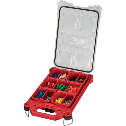 Packout Compact Low-Profile Organizer, 16-2/5" x 9-3/4" x 2-1/2", Black/Red Duraquip Inc