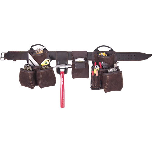 Deluxe Contractor's Tool Belt, Leather, Tan Duraquip Inc