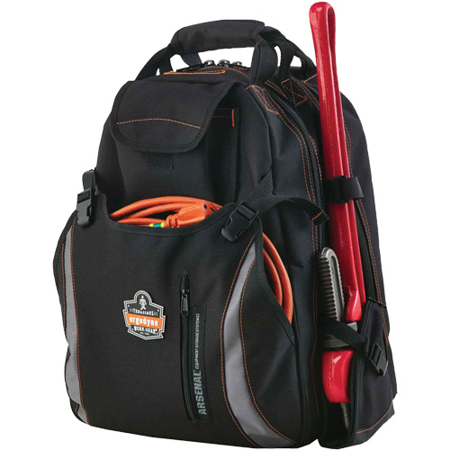 Arsenal&reg; 5843 Tool Backpack, 13-1/2" L x 8-1/2" W, Black, Polyester Duraquip Inc