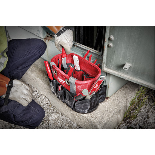 Utility Oval Bag, Ballistic Nylon, 24 Pockets, Black/Red Duraquip Inc