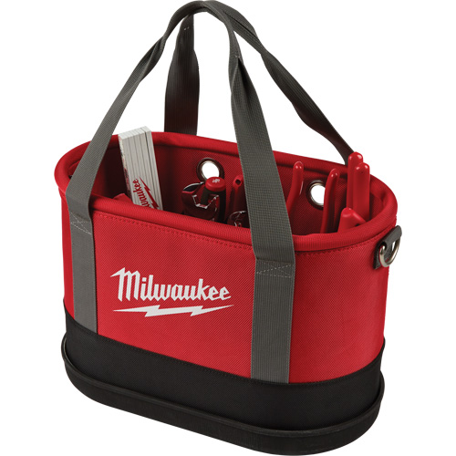 Aerial Utility Oval Bag, Ballistic Nylon, 14 Pockets, Black/Red Duraquip Inc