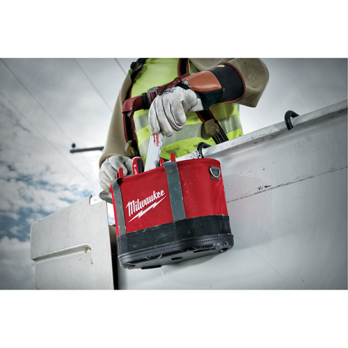 Aerial Utility Oval Bag, Ballistic Nylon, 14 Pockets, Black/Red Duraquip Inc