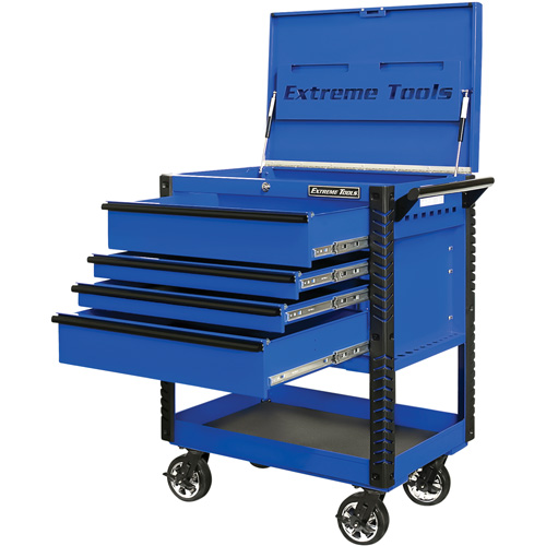 Chariot &agrave; outil s&eacute;rie EX de luxe, 4 tiroirs, 22-7/8" lo x 33" la x 44-1/4" h, Bleu Duraquip Inc