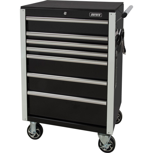 Heavy-Duty Tool Cart, 7 Drawers, 28" W x 22" D x 42-3/8" H, Black Duraquip Inc