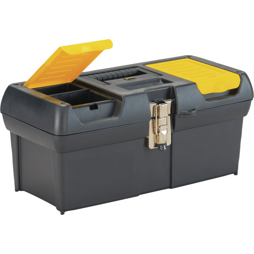 2000 Series Tool Box with Tray, 16" W x 7-1/10" D x 8-1/10" H, Black/Yellow Duraquip Inc