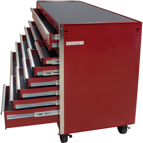 Industrial Tool Cart, 12 Drawers, 56" W x 24-1/2" D x 38-1/8" H, Red Duraquip Inc