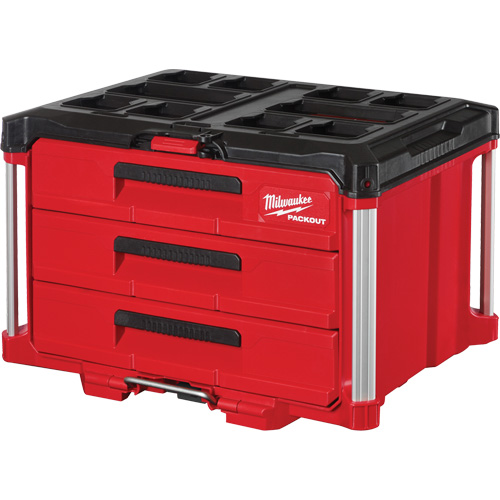 Packout 3-Drawer Tool Box, 16-1/3" x 14-1/3" x 22-1/5", Black/Red Duraquip Inc