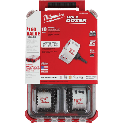 Packout Hole Dozer Hole Saw Kit, 10 Pieces Duraquip Inc