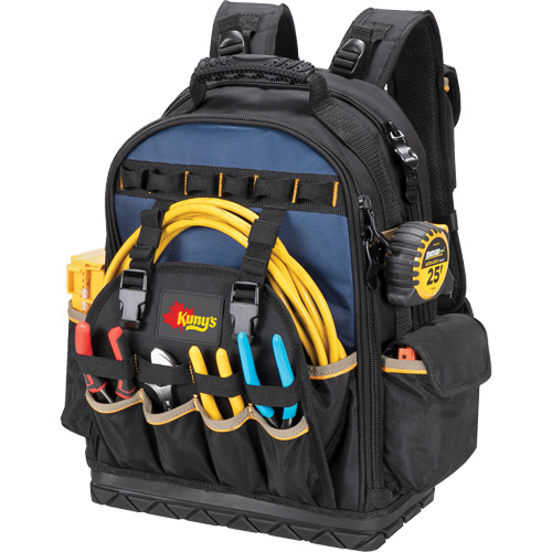Molded Base Tool Backpack, 18" L x 13" W, Black/Blue, Ballistic/Polyester Duraquip Inc