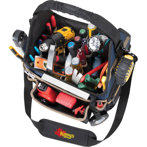 Porte-outils &eacute;lectrique/CHVAC &agrave; base moul&eacute;e, Polyester balistique, 20 pochettes, Noir/Bleu Duraquip Inc