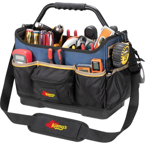 Boîte &agrave; outils ouverte &agrave; base moul&eacute;e, Polyester balistique, 17 pochettes, Noir/Bleu Duraquip Inc