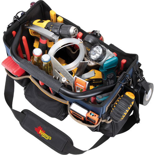 Boîte &agrave; outils ouverte &agrave; base moul&eacute;e, Polyester balistique, 17 pochettes, Noir/Bleu Duraquip Inc