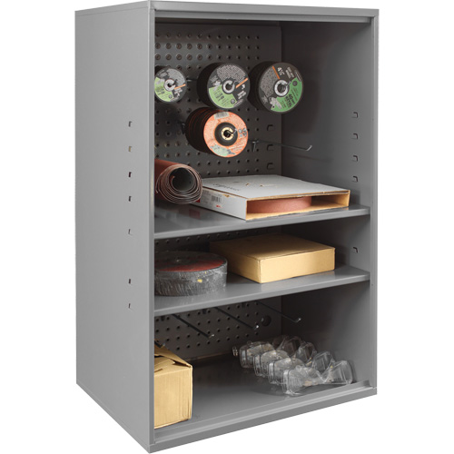 Armoire d'entreposage de produits abrasifs avec panneau perfor&eacute;, Acier, 19-7/8" x 14-1/4" x 32-3/4", Gris Duraquip Inc
