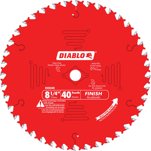 Contractor Saw Blades - Finishing Saw Blades, 8-1/4", 40 Teeth, Wood Use Duraquip Inc