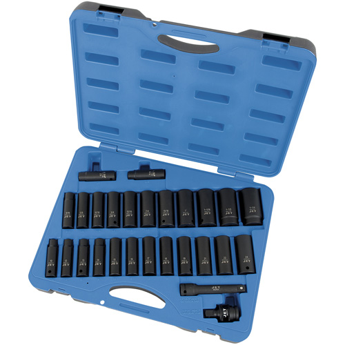 Jeu de douilles SAE/m&eacute;triques PS2712DC, 27 Mcx, Chocs, Prise de 1/2", Profond Duraquip Inc