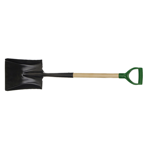 Pelle carr&eacute;e, Bois, Lame Acier durci, Manche en Prise en D, Longueur 29" Duraquip Inc