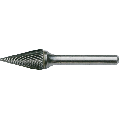Solid Carbide Burrs - Pointed Cone Shape, SM-3, 1/4" Dia., 1/4" Shank, 1" Depth of Cut Duraquip Inc