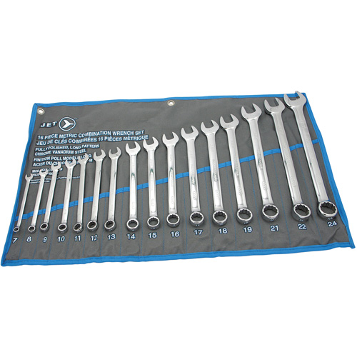 Fully Polished Long Pattern Combination Wrench Set, Combination, 16 Pieces, Metric Duraquip Inc