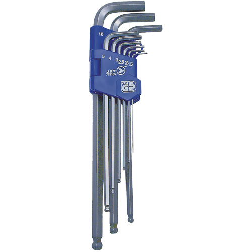 JBHK-9XLM Extra Long Ball Nose Hex Key Set, 9 Pcs., Metric Duraquip Inc