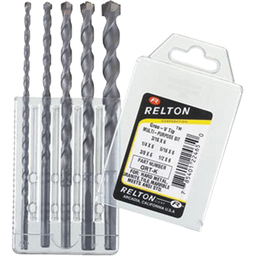 Groo-V Tip Multi-Purpose Specialty Drill Bit Sets, 5 Pieces, Carbide Duraquip Inc