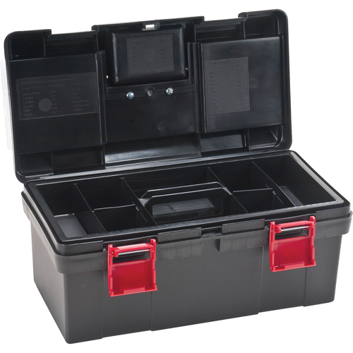 Plastic Tool Box, 17-1/2" W x 9-1/2" D x 8" H, Black Duraquip Inc