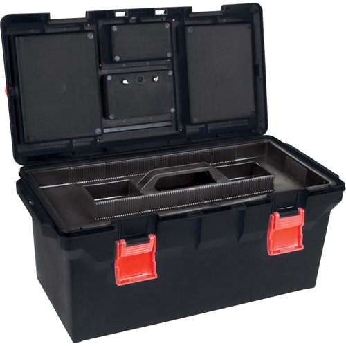 Plastic Tool Box, 22" W x 11" D x 10-1/2" H, Black Duraquip Inc