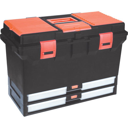 Plastic Tool Box, 22" W x 11" D x 14-1/2" H, Black Duraquip Inc