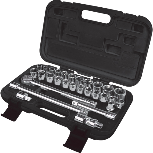 SAE/Metric Socket Set, 29 Pcs, 1/2" Drive Size Duraquip Inc