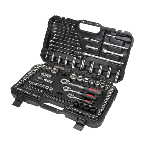 1/4", 3/8" & 1/2" Drive SAE/Metric Socket & Wrench Set, 120 Pcs, Deep Duraquip Inc