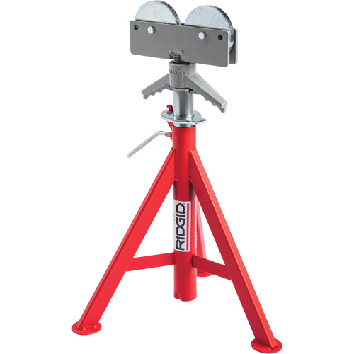 Roller Head Low Pipe Stand #RJ-98, 59-104 cm Height Adjustment, 12" Max. Pipe Capacity, 1000 lbs. Max. Weight Capacity Duraquip Inc