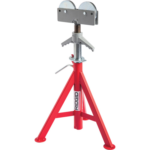 Roller Head Low Pipe Stand #RJ-98, 59-104 cm Height Adjustment, 12" Max. Pipe Capacity, 1000 lbs. Max. Weight Capacity Duraquip Inc
