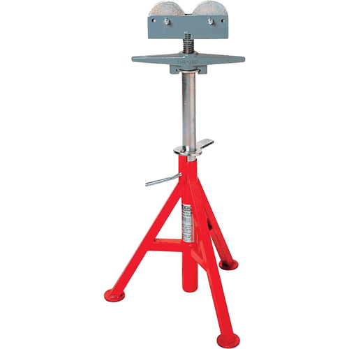 Roller Head  High Pipe Stand #RJ-99, 82-140 cm Height Adjustment, 12" Max. Pipe Capacity, 1000 lbs. Max. Weight Capacity Duraquip Inc