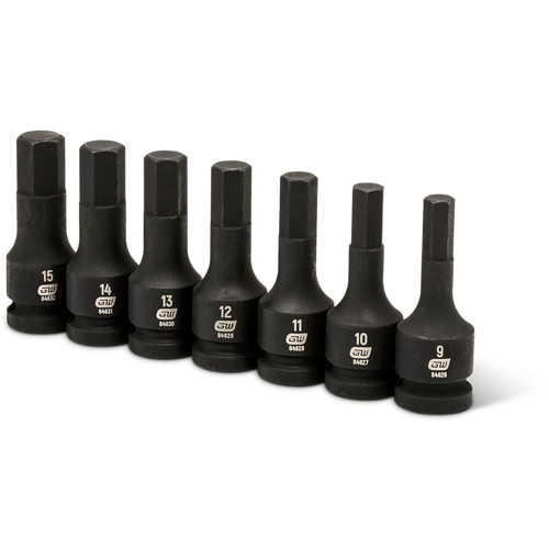 Impact Metric Bit Socket Set, Hex, 1/2" Drive, 7 Pcs Duraquip Inc