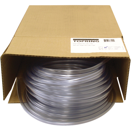 Tubing, Air/Water, 0.375" OD x 100' L, PVC, Clear, 55 PSI @ 20°C Duraquip Inc