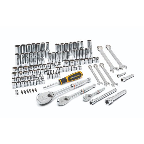 Jeu d'outils pour m&eacute;caniciens &agrave; 6 et 12 pans standards et profonds de 1/4", 3/8" et 1/2" SAE/m&eacute;triques Duraquip Inc