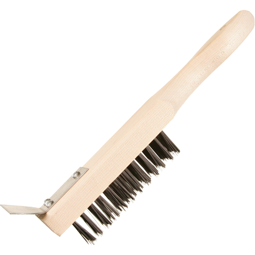 Brosse de nettoyage avec racloir, Acier, 5 x 13 rangs de fils, Longueur 11-3/8" Duraquip Inc