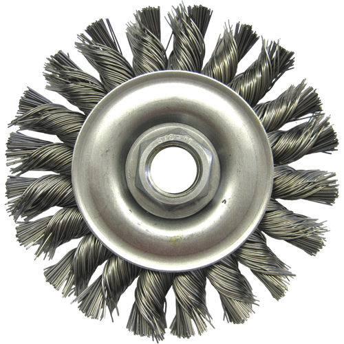 Brosses m&eacute;talliques &agrave; touret, Dia. 4", Fils 0,02", Arbre 5/8"-11, Acier Duraquip Inc