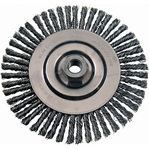 Brosses m&eacute;talliques &agrave; touret, Dia. 4-7/8", Fils 0,02", Arbre 5/8"-11, Acier Duraquip Inc