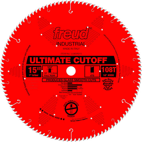 Lames de scie industrielle TCS - finition et coupe en travers, 15", 108 dents, Pour Bois Duraquip Inc