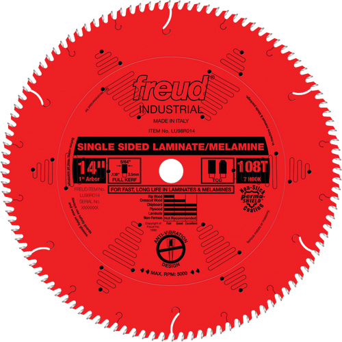 Lames de scie industrielle TCS pour panneaux de particules, 14", 108 dents, Pour Stratifi&eacute; Duraquip Inc