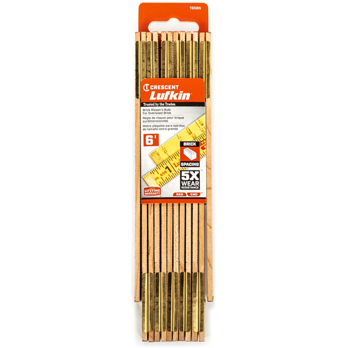 R&egrave;gle de maçon surdimensionn&eacute; Red End, 6' lo, Bois, Graduations de 1/16" Duraquip Inc