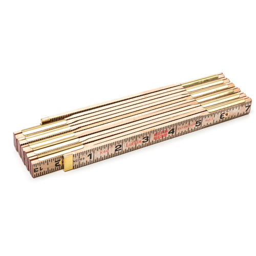 Red End&reg; Rule with Two 6" Slide Rule Extensions, 6' L, Wood, 1/16" Graduations Duraquip Inc