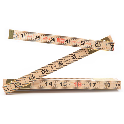 Red End&reg; Rule with Two 6" Slide Rule Extensions, 6' L, Wood, 1/16" Graduations Duraquip Inc