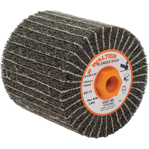 Tambours de finition Two-In-One, 4-1/4" dia. x 4" la, 5/8"-11 Arbre, Grain 80 Duraquip Inc